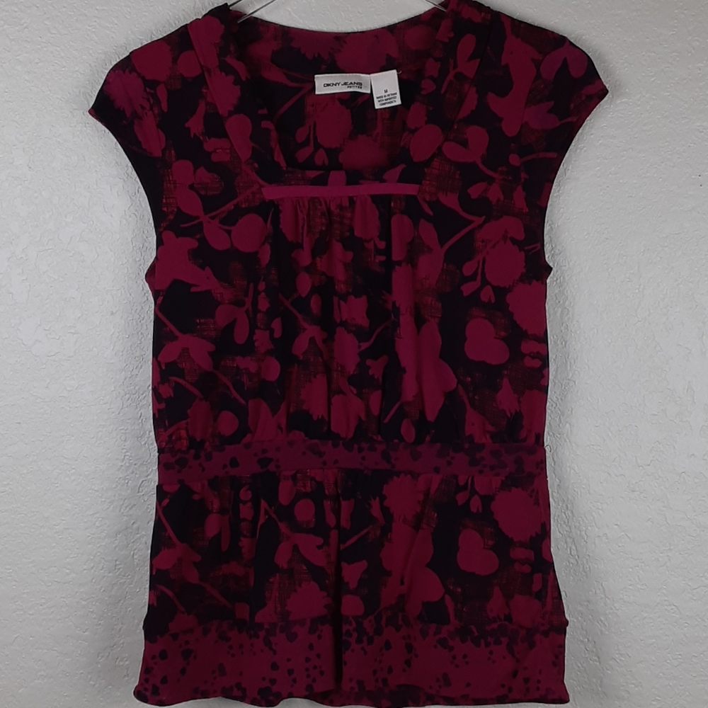 DKNY Jeans Petite Square Neck Floral Blouse